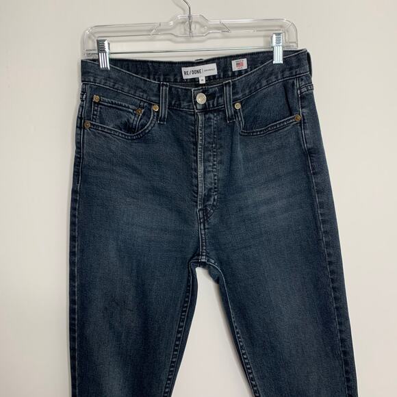 Re/Done Redone Jeans Raw Fray Hem Button Fly 721-3WHRAC Washed Black Womens 29 - Picture 11 of 15